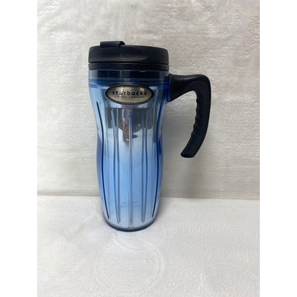 VTG 2002 Groovy Lucy Starbucks Barista Tumbler Ice Blue‎ Travel Mug 16 oz.